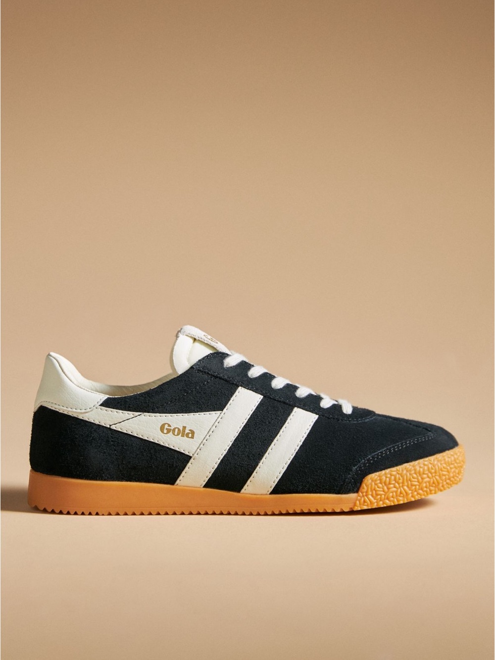 Gola Black Suede Sneakers with Cream Accents